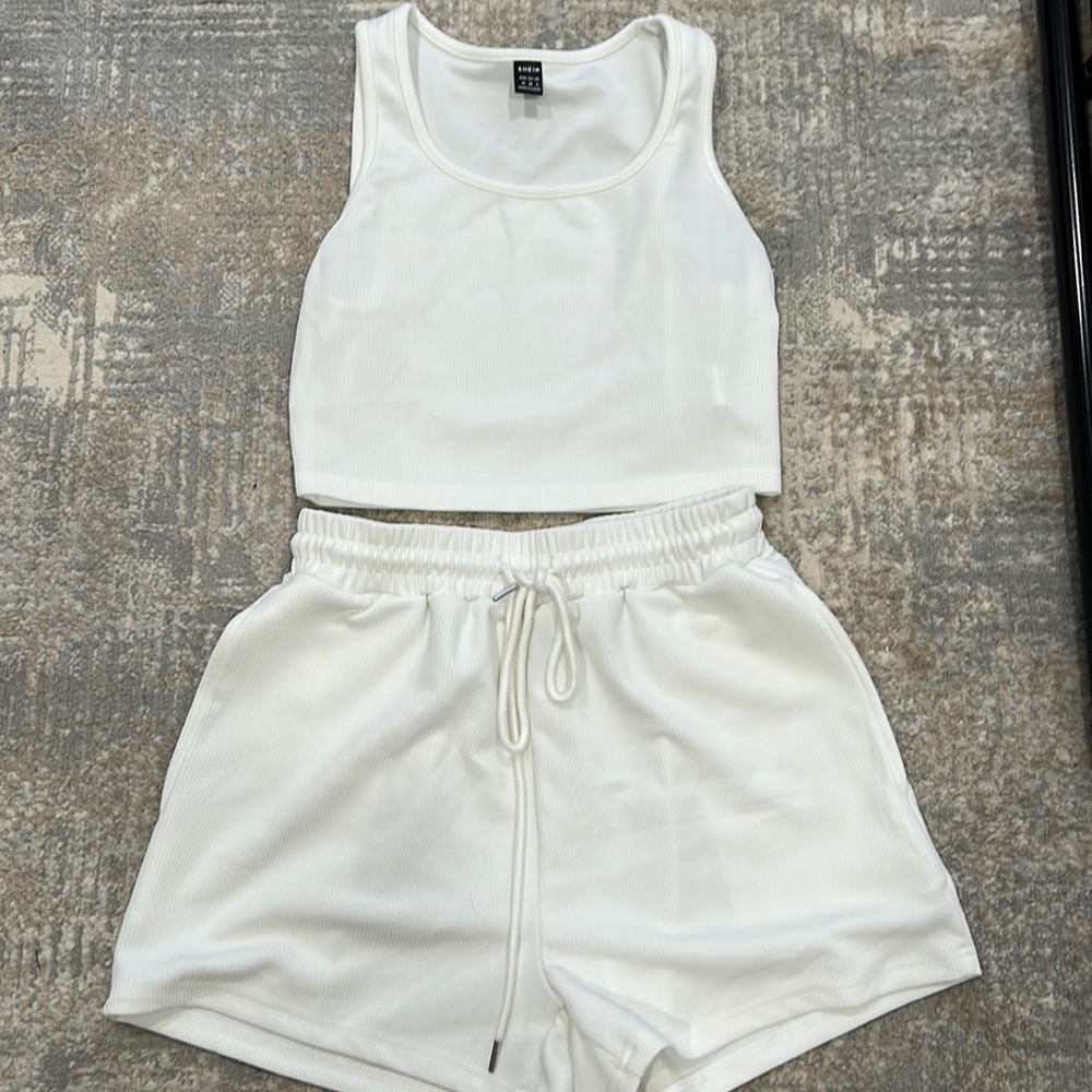 White Matching Shorts / Tank Set